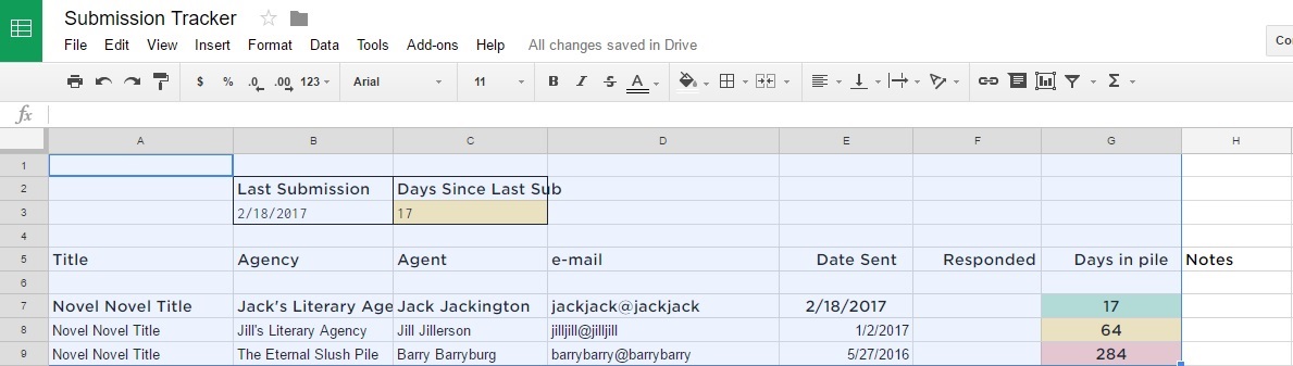 Writing Spreadsheet